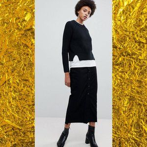 ASOS Dr Denim Venla Step Hem Button From Maxi Skirt